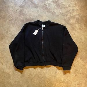 Vintage Cropped Light Black Fleece Jacket